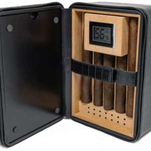 Manhattan XL 10-20 Ct. Crocodile Motif Leather Travel Humidor (Black)